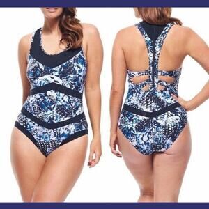 Robyn Lawley Brocken Wings Summer Pool Party Vacation One Piece Swimsuit US 16